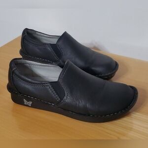 ALEGRIA Brook Black Leather Slip-On Shoes Size 38 EU